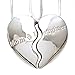 SoulBreezeCollection Mother Daughter Heart Necklace Pendant Charm Engraved for Mom