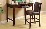 2 PC. Set Cappuccino Finish Desk with Keyboard Tray and Counter Height Chai ....