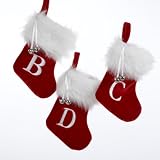 Pack of 105 Monogrammed Red and White Mini Christmas Stockings with Bells 7"