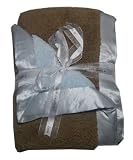 Little Giraffe Chenille Duo Blanket - Blue/Mocha with Blue Satin Trm