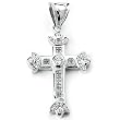 Sterling Silver Cubic Zirconia Rhodium Plated Cross Men's Charm