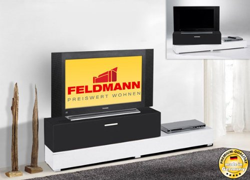 TV Lowboard Anrichte ODILE weiß schwarz hochglanz