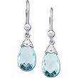 14kt White Gold Pear Shaped Swiss Blue Topaz Dangle Earrings