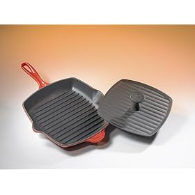 Le Creuset Enameled Cast-Iron Panini Press and Skillet Grill, Red by Le Creuset