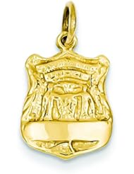 14K Yellow Gold Police Badge Charm Engravable Cop