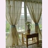 Cutwork&Crochet lace off White large Cotton Curtain Panel-C