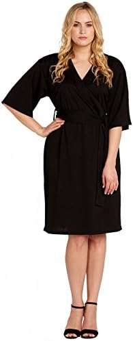 Women's Plus Size Pink Clove Kylie Kimono Sleeve Dress in Black UK20/ US16/ EUR48