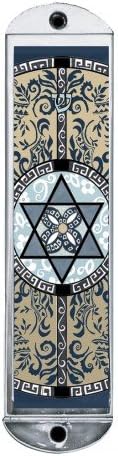 CM 52 Modern Florals Star of David Car Mezuzah- Bring Blessing to Your Journey- Traveller's Prayer included- Comes in Modern Gift Box