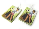 Sunnity Retro Western Cow Girl Paper Art Photo Charm Earrings