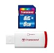 Transcend 8 GB Class 6 SDHC Flash Memory Card with USB Card Reader TS8GSDHC6-P2