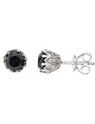 14k White Gold Black and White Diamond Stud Earrings (1.70 Cttw, SI Clarity, G Color)