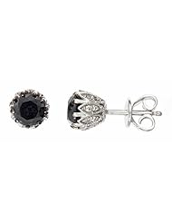14k White Gold Black and White Diamond Stud Earrings (1.70 Cttw, SI Clarity, G Color)