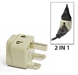 LiteFuze Grounded Universal 2 in 1 Plug Adapter Type G for UK, Hong Kong, Singapore & more - High Quality - CE Certified - RoHS Compliant WP-G-GN