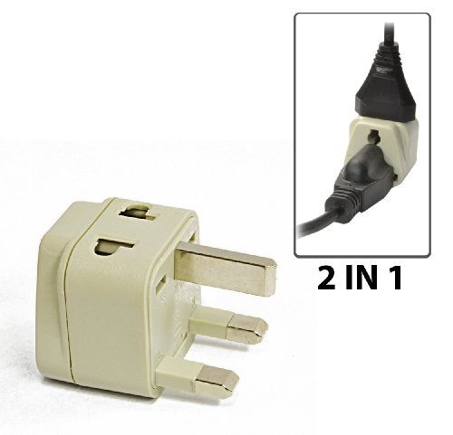 LiteFuze Grounded Universal 2 in 1 Plug Adapter Type G for UK, Hong Kong, Singapore & more - High Quality - CE Certified - RoHS Compliant WP-G-GN