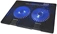CUCCOT CP668 15.6 -17 inch Portable Laptop Cooling Pad, Best Ultra-Slim, Light Weight Notebook Chill Mat with Dual Quiet 140mm Blue LED Fans at 1,200RPM & Dual USB Ports / Notebook Stand with 2 - Level Adjustable Height - Black