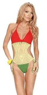 Handmade Jamaican Leaf Crochet One Piece Swimsuit - XLarge