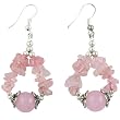 Handmade Pink Rose Quartz & Antiqued Silver Beaded Earrings
