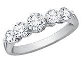 Diamond Wedding Anniversary Ring 3/4 Carat (ctw) in 18K Pure White Gold