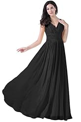 V-neck Chiffon Lace-Up Evening Dress/Bridesmaid Dress/Prom Dress/Party Dress/Wedding Dress 