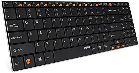Auawak Rapoo E9070 2.4G Multi-Media Programmable 5.6mm Ultra-Slim Wireless Keyboard for Laptops Desktops PC - Black