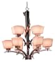 Kenroy Home 02737 Oslo 9 Light Chandelier, Burnished Copper with Black Cherry Wood Finish