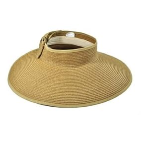 Yougle Fashion Lady Beach Sun Visor Foldable Roll up Wide Brim Straw Hat Cap (Light Coffee C6)