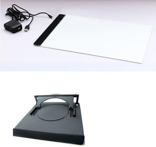 0.47cm Thickness A4 LED Art Stencil Board Light Box Tracing Drawing Table + Adjustable Base Pad, Professional Artist
