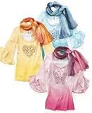 Beautees Girls Dip-Dyed Flutter Sleeve Top & Scarf