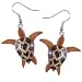 Hawaiian Koa Wood Honu Sea Turtle Earrings