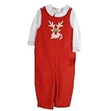Boys Red Corduroy Longall with Reindeer and Oxford Shirt by Petit Ami (3T - 4T)