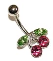 Pierced & Modified  Body Jewellery Navel Bars  Crystal Cherry Belly Bar  Pink