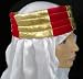 RED & GOLD WHITE SHEIK VEIL PHARAOH TURBAN COSTUME HAT
