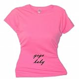 Flirty Diva Tees Woman's SoftStyle T-Shirt-yoga baby-Pink Azalea-Black