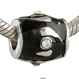 Black Pattern Hoop April Bithstone Birthstone Charm Bead Fits Pandora Bracelet