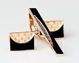 Lodestar Golden Nebula Yin-Yang Style Cufflink & Tieclip Set with Gift Box (B-64)