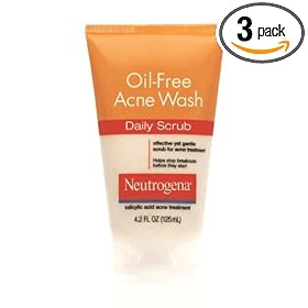 Neutrogena Oil Free Acne Wash Daily Scrub, 4.2-Ounce Tubes (Pack of 3)