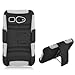 For Kyocera Hydro C5170 (Boost Mobile) White Armor Case, w/ Black Belt Clip & Black Stand