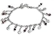 Silver Stone Bracelet with Italian Beads, Size: 7.5"