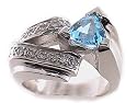 1.81ct.Triangle Shape Aquamarine, Diamond & Gem Stone Ring