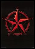 Nautical Star Blacklight Navy Art Black Wood-Mounted Poster Print - 24