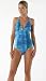 Shirred halter one-piece - Atlantis (T735ATL)