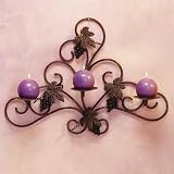 Beautiful Wrought Iron Wall Mounted Candle Holder With Grape Design