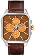 Men's Chronograph Medium Wood/Orange Leather Strap Watch - Original Penguin