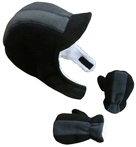 N'Ice Caps Boys Sherpa Lined Micro Fleece Racer Cap and Mitten Set
