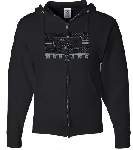 Ford Mustang Hoodie - Legend Honeycomb Full Zip - Black