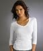 Three Dots Deep V 3/4 Sleeve T-Shirt