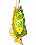 3 Translucent Yellow Big Mouth Bass Fish Christmas Ornament