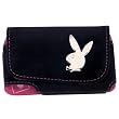 Licensed Black Playboy Horizontal Cellphone Pouch Lined in a Hot Pink Bunny Print with Magnetic Flap to Secure phone