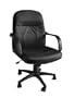 "Bowen" Leather Executive Office Chair w/ Black Base & Gas Lift & Tilt w/ Lumbar Support