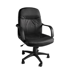 "Bowen" Leather Executive Office Chair w/ Black Base & Gas Lift & Tilt w/ Lumbar Support